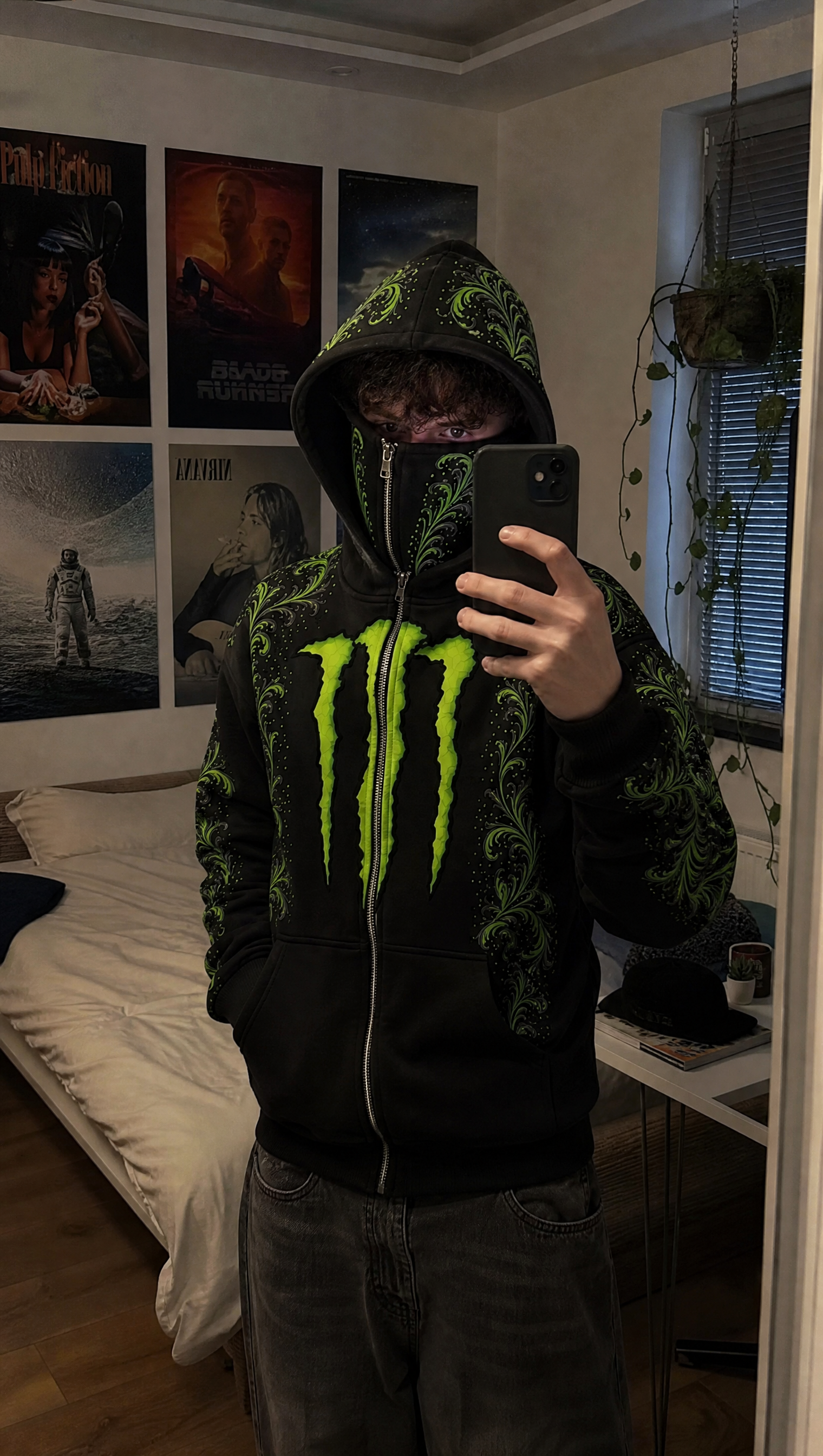 Black and green UltraWear hoodie styling